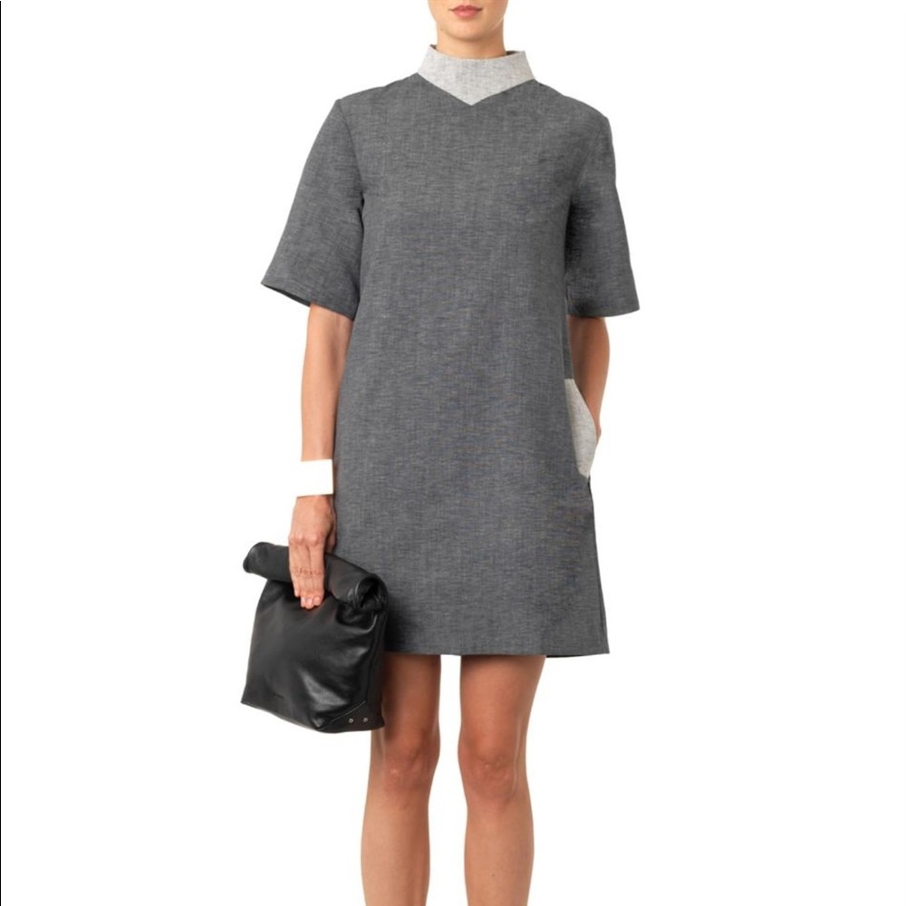 MSRP $487 JW Anderson High Neck Chambray Dress